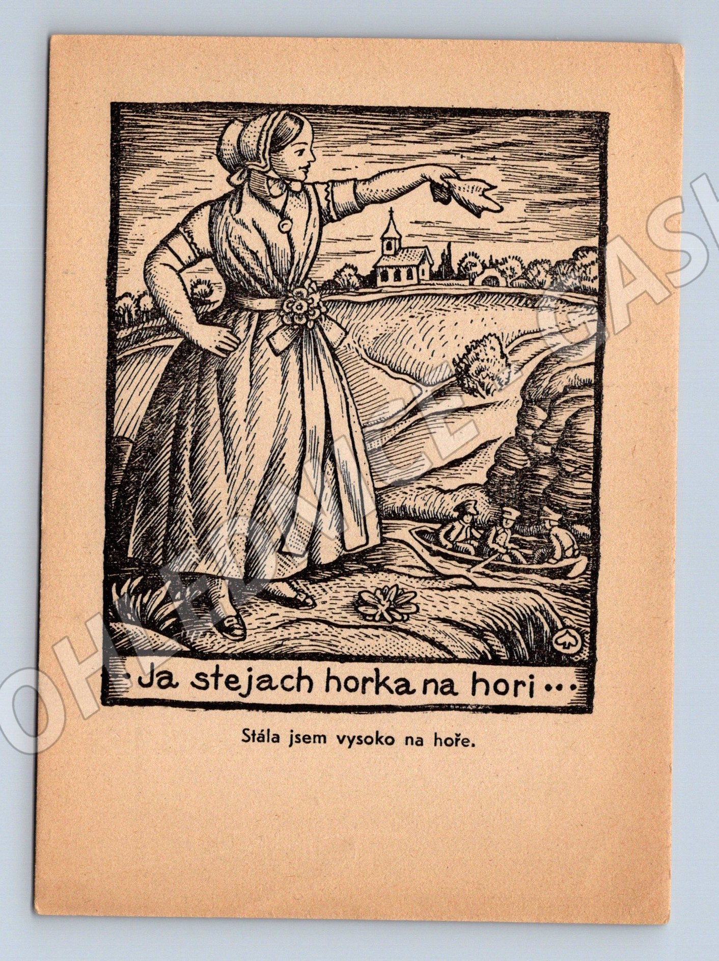 Pohlednice lidová ilustrace ČR (Stará pohlednice M13475)
