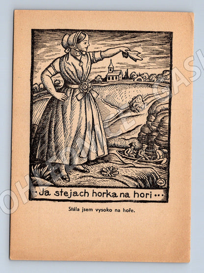 Pohlednice lidová ilustrace ČR (Stará pohlednice M13475)