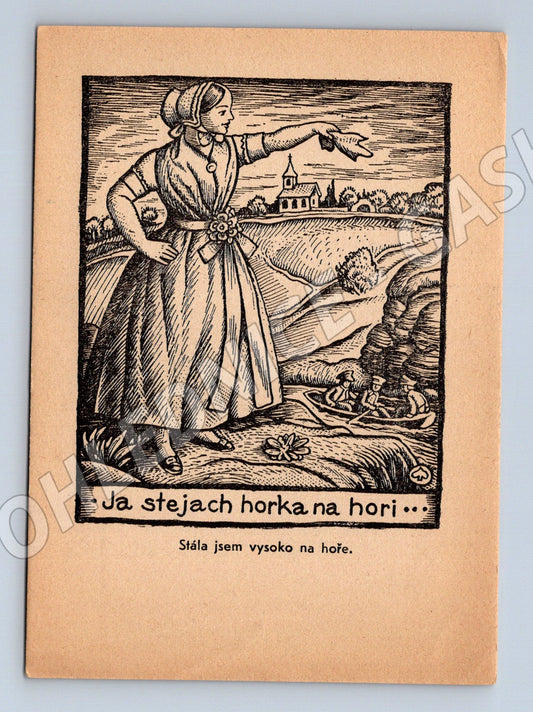 Pohlednice lidová ilustrace ČR (Stará pohlednice M13475)