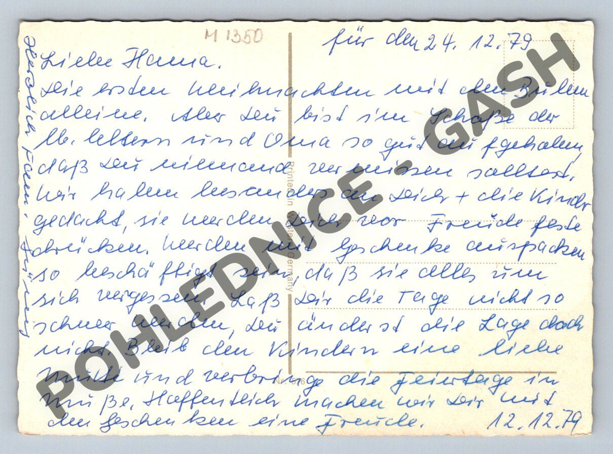 Pohlednice Vánoční 1979 děti a dárky (M1350)