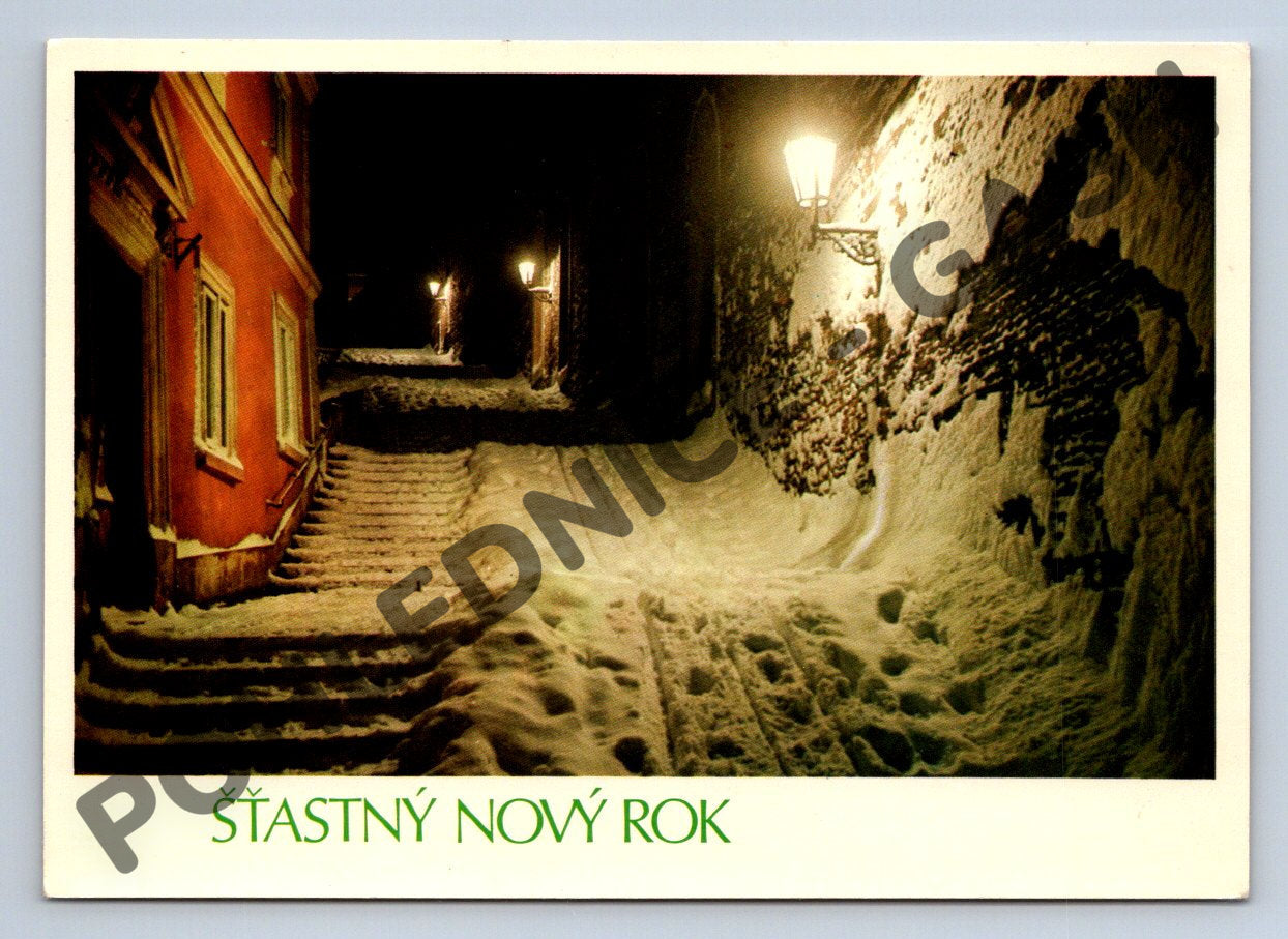 Pohlednice Šťastný Nový rok zimní scéna Pressfoto Praha (M1355)