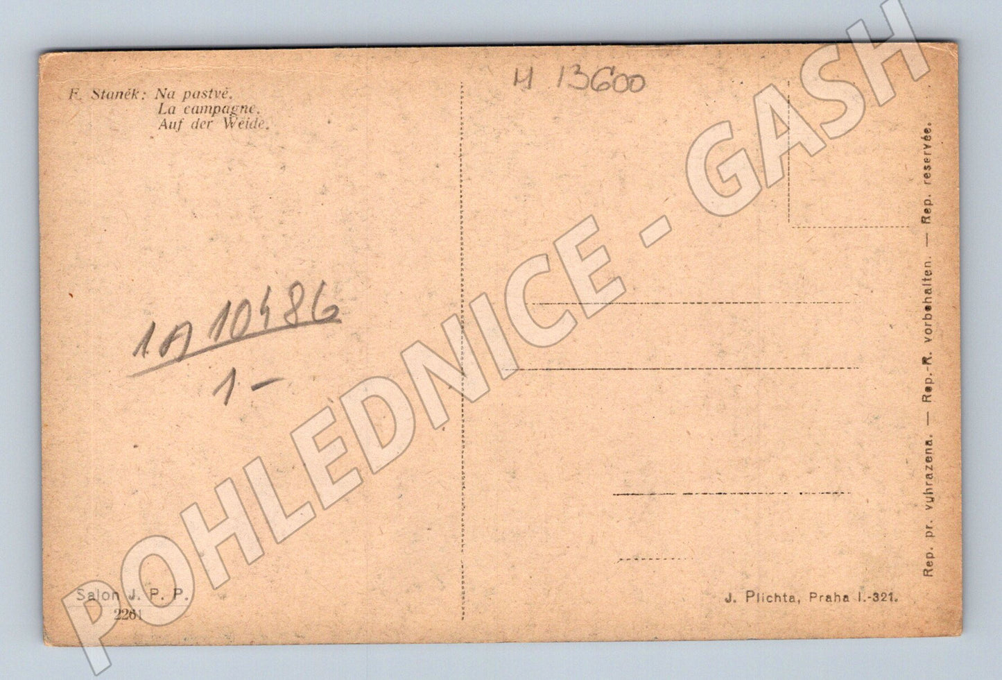 Pohlednice Na pastvě  F. Staněk, J. Plichta (M13600)