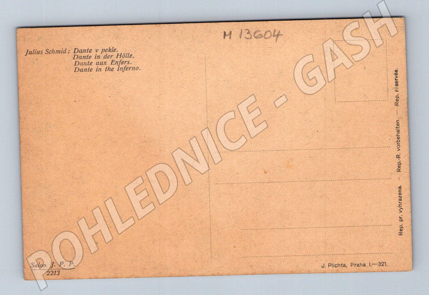 Pohlednice Dante v pekle Julius Schmid (M13604)
