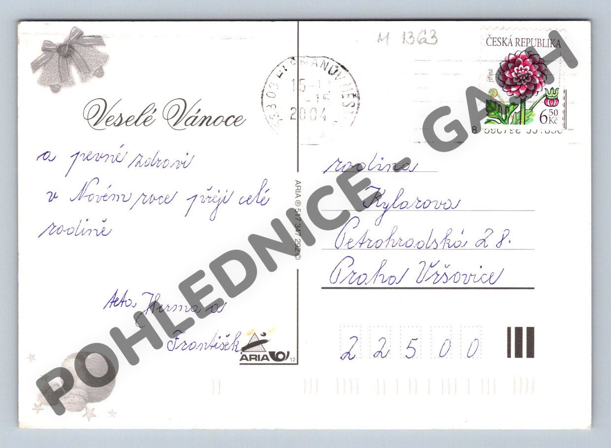 Pohlednice Vánoční ČR Veselé Vánoce (M1363)