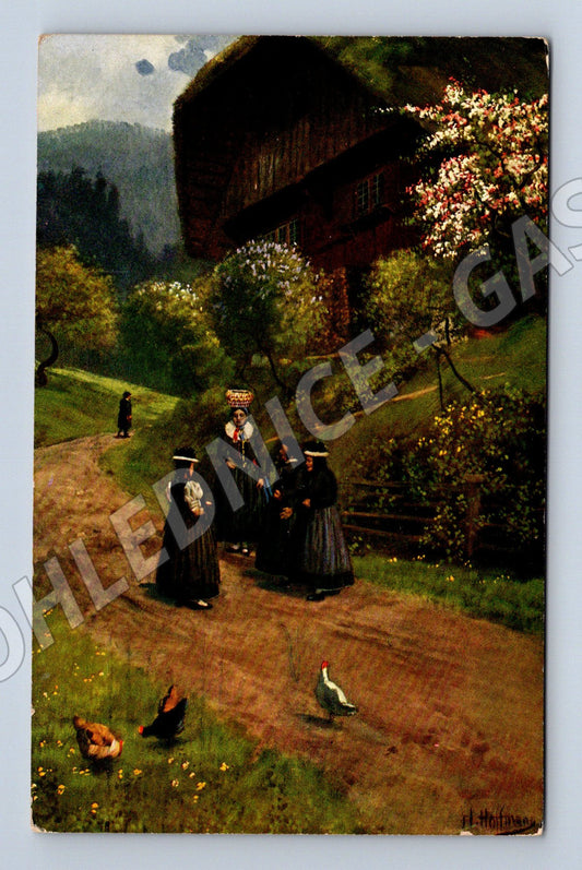 Pohlednice ženy v krojích Schwarzwald (M13643)