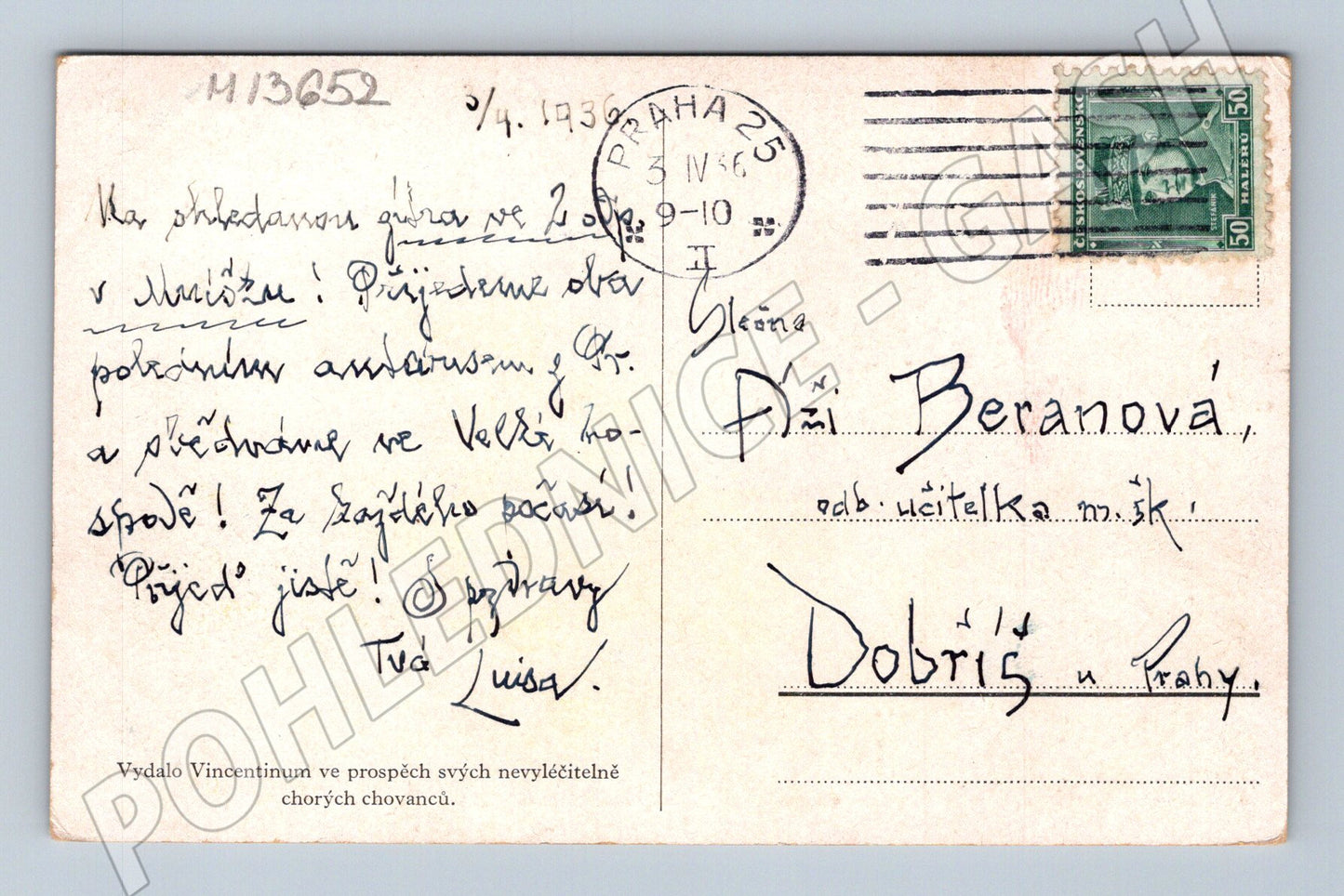 Pohlednice Starý malovaný pohled ČR (M13652)