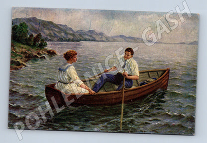 Pohlednice romantická veslice na vodě (M13661)