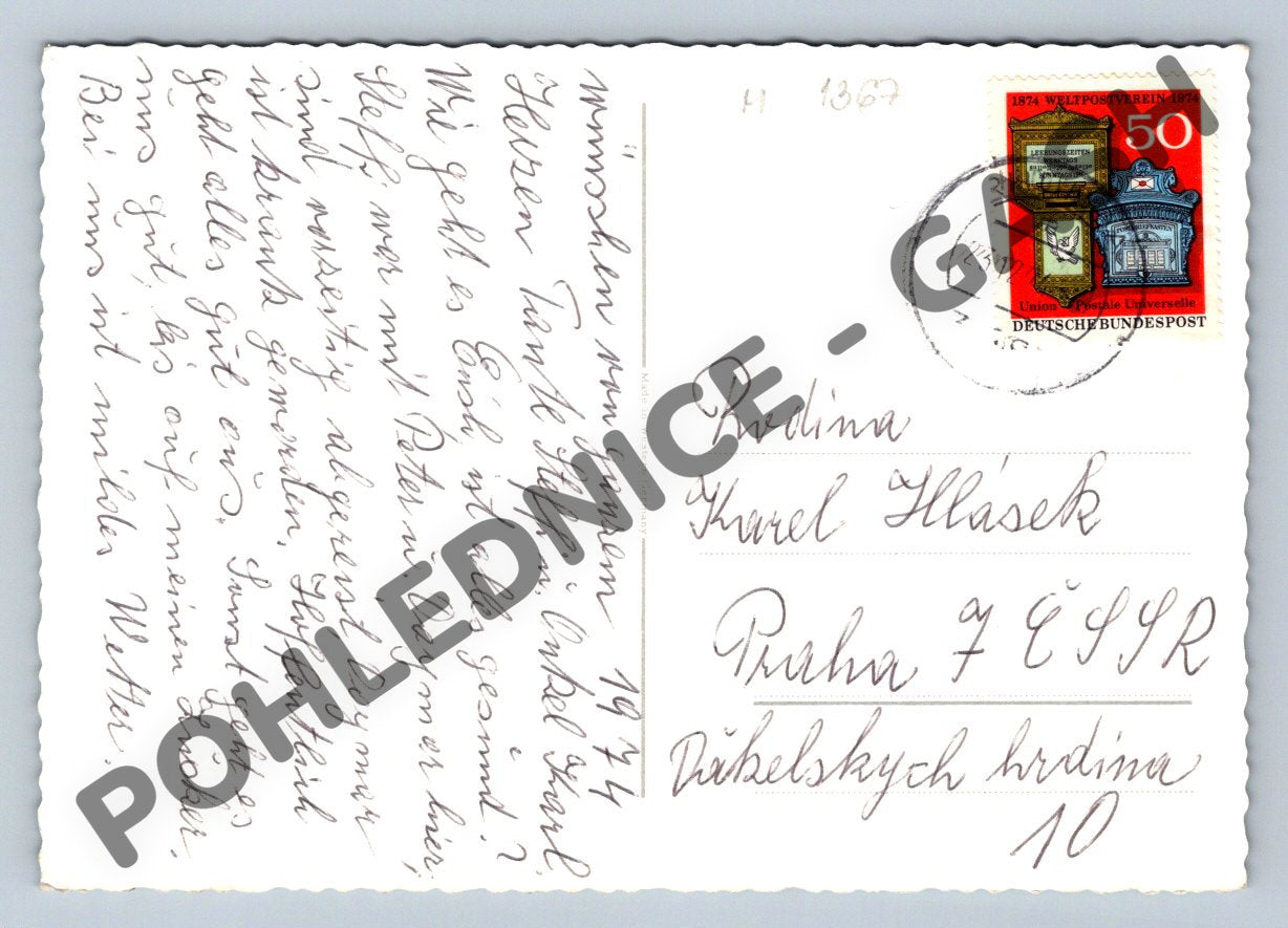 Pohlednice Vánoční Německo 1974 do ČSSR (M1367)