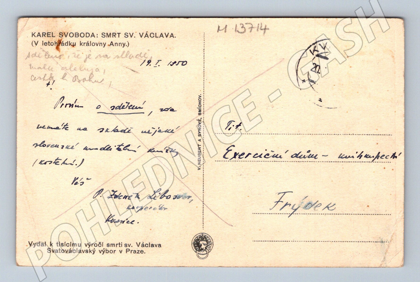 Pohlednice Smrt sv. Václava jubilejní (M13714)