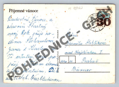 Pohlednice Vánoční ČSSR zvonky na větvi 1971 (M1372)