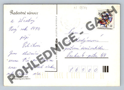 Pohlednice Vánoční Československo 1989 tradiční motiv (M1374)
