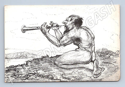 Pohlednice mytologická postava s flétnou (M13740)