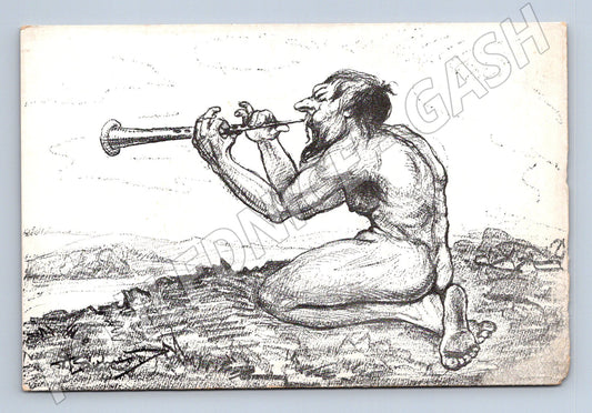 Pohlednice mytologická postava s flétnou (M13740)
