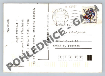 Pohlednice Vánoční ČSSR 1989 Veselé Vánoce Praha (M1375)