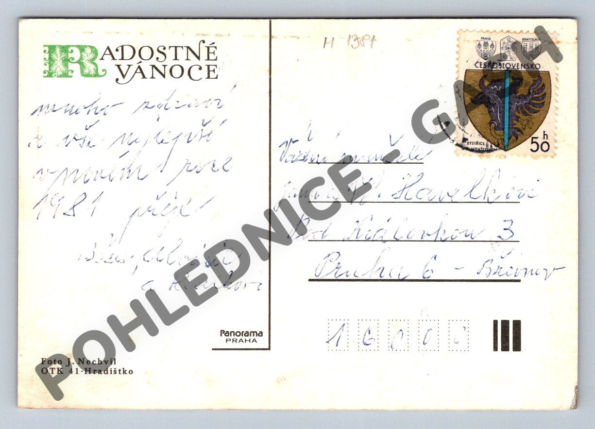 Pohlednice Vánoční ČSSR 1981 jablka a ořechy (M1381)