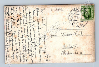Pohlednice jarní krajina s rozkvetlými stromy (M13812)