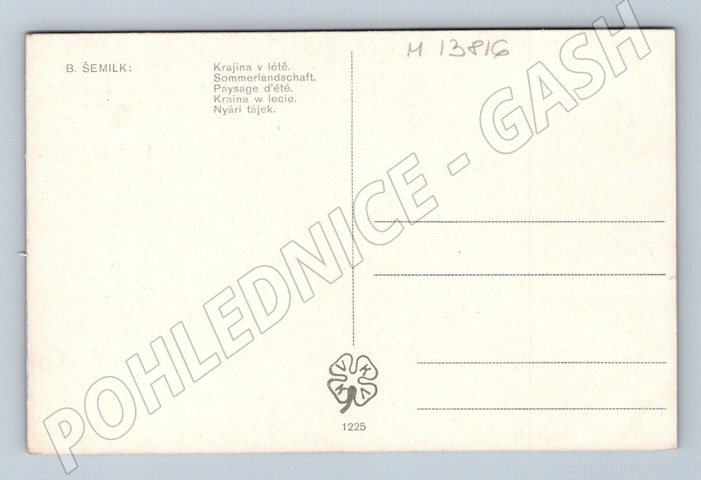 Pohlednice Krajina v létě – žena s husami (M13816)