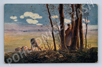 Pohlednice Česká krajina s ovcem (1923)