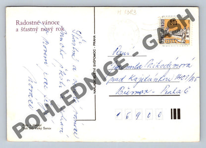 Pohlednice Vánoční ČSSR přání jablko a větvička 1983 (M1383)