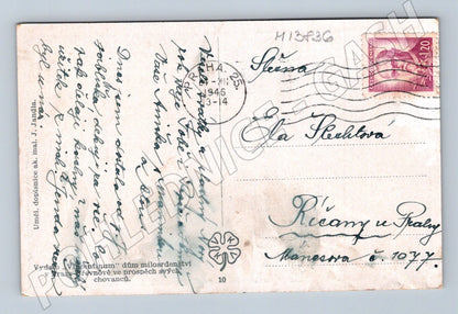 Pohlednice Zimní malovaná pohlednice český venkov (M13836)