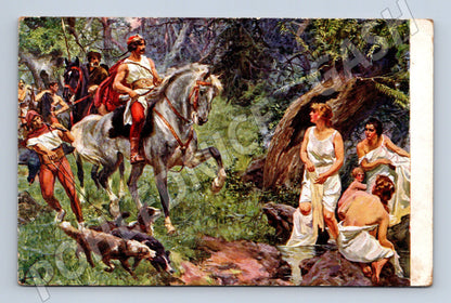 Pohlednice Oldřich a Božena historická ilustrace (M13846)