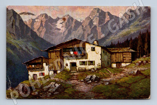 Pohlednice Alpská horská chata Rakousko popsaná (M13873)