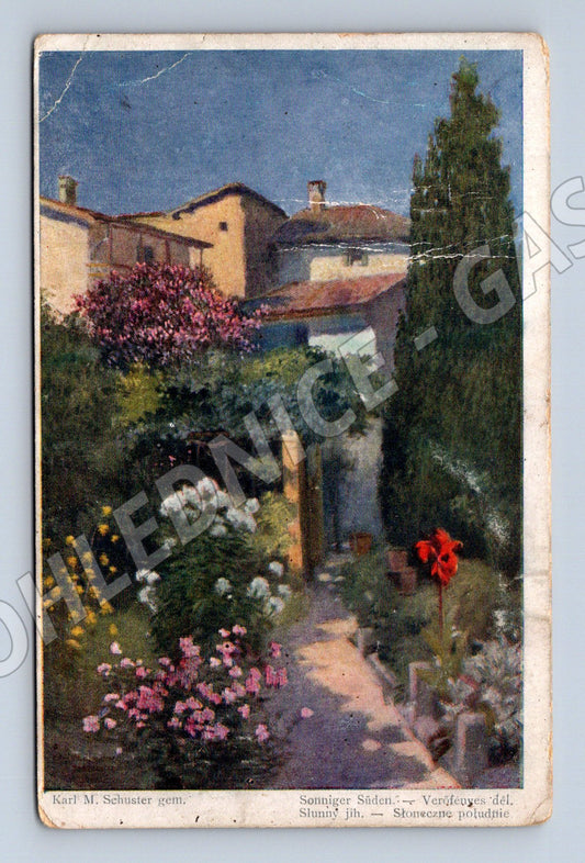 Pohlednice Slunečný jih zahrada Karl M. Schuster (M13879)