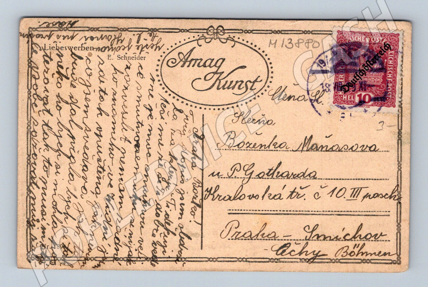 Pohlednice romantická scéna Německo frankovaná (M13880)