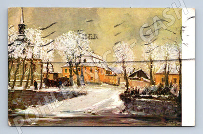 Pohlednice Zima na vsi Čeněk Choděra 1953 (M13890)
