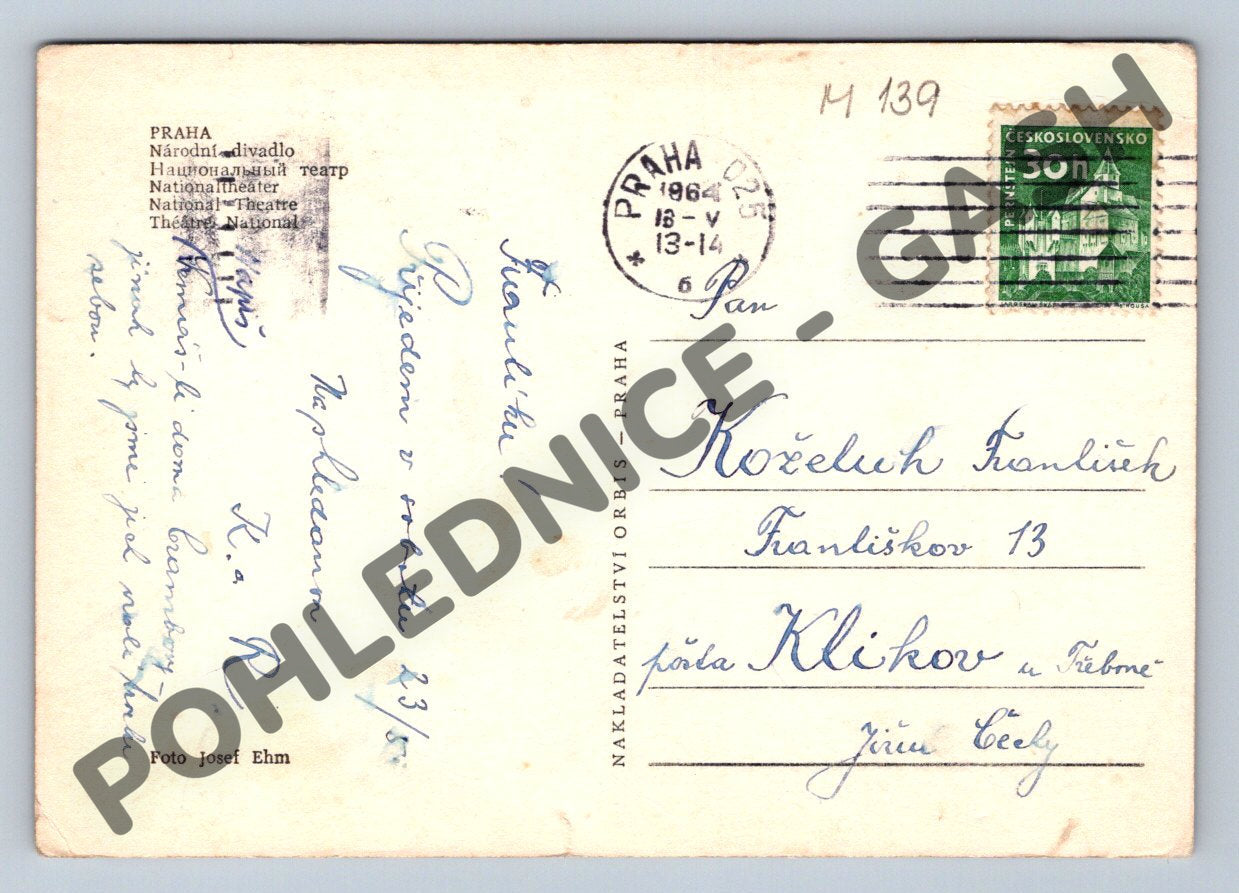 Pohlednice Praha Národní divadlo 1966 (M139)