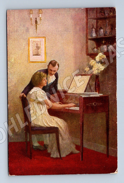 Pohlednice interiér s dvojicí No. 527 umělecká (M13907)