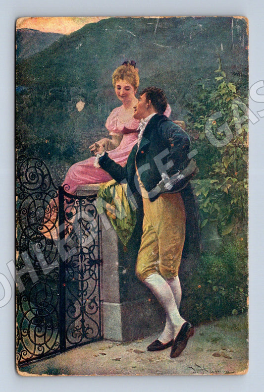 Pohlednice romantický malířský motiv Sladké chvíle (M13913)