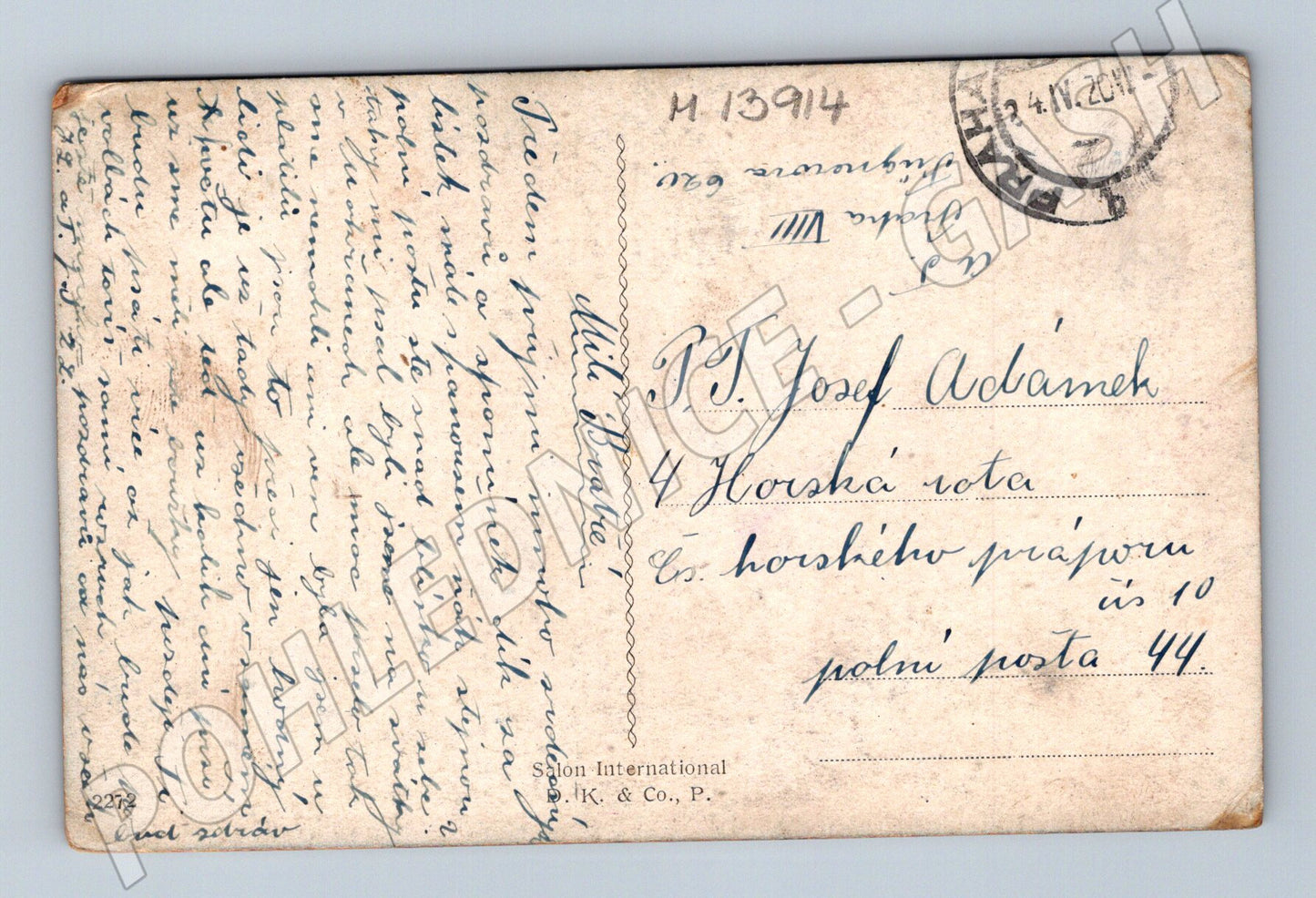 Pohlednice hrad u řeky zasláno polní poštou (M13914)