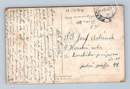 Pohlednice hrad u řeky zasláno polní poštou (M13914)