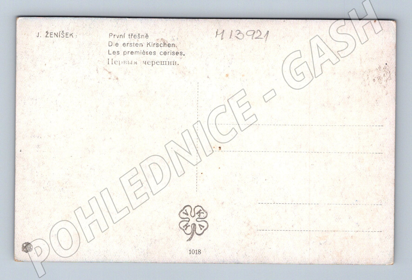 Pohlednice První třešně J. Ženíšek etnografie (M13921)