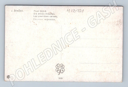 Pohlednice První třešně J. Ženíšek etnografie (M13921)