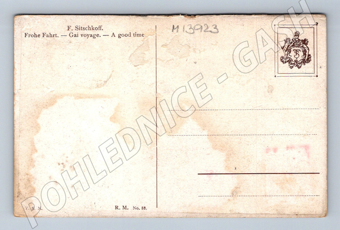 Pohlednice děti na saních F. Sitschkoff zimní motiv (M13923)