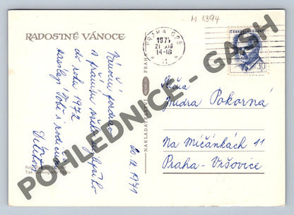 Pohlednice Vánoční ČSSR 1971 zimní okno PF (M1394)