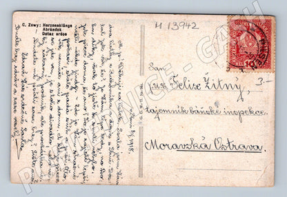 Pohlednice C. Zewy – Dotaz srdce, malířský motiv (M13942)