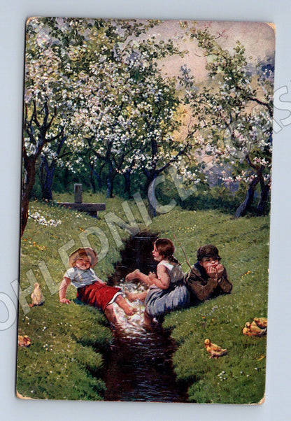 Pohlednice U potůčku – Adolf Liebscher, děti (M13951)