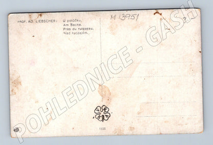 Pohlednice U potůčku – Adolf Liebscher, děti (M13951)
