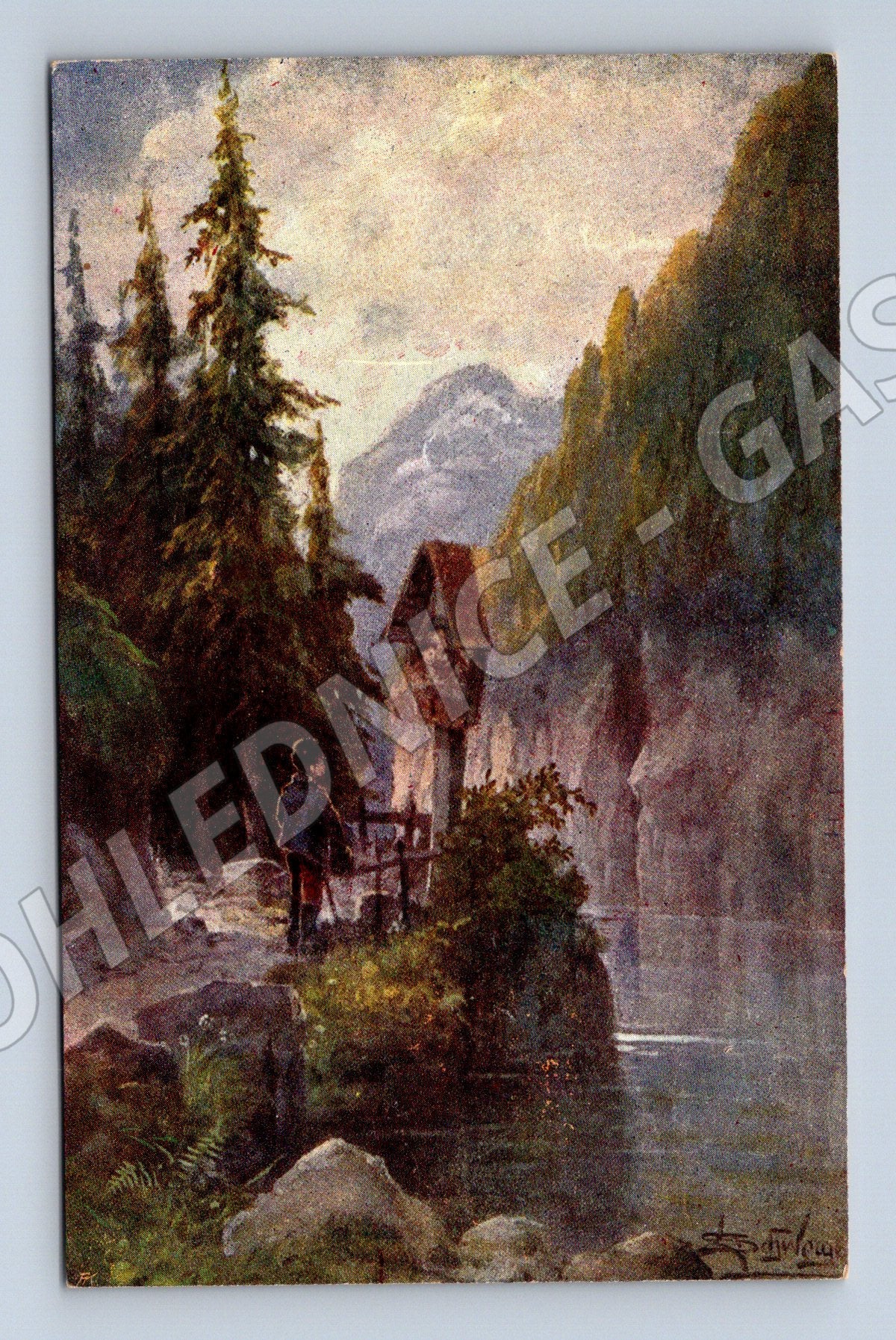 Pohlednice Horský zámek – malba S.St.W 207 (M13979)