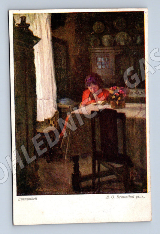 Pohlednice Žena u stolu – malba, RU (M13980)