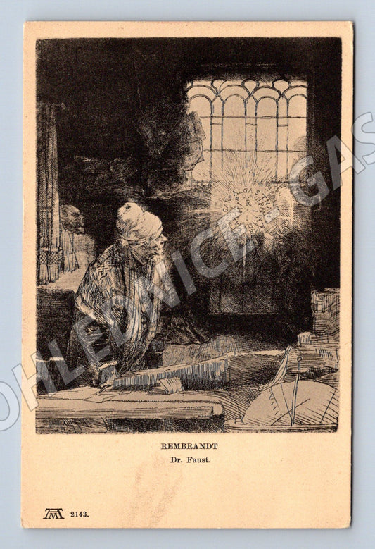 Pohlednice Rembrandt Dr. Faust – Ackermann Mnichov (M13988)