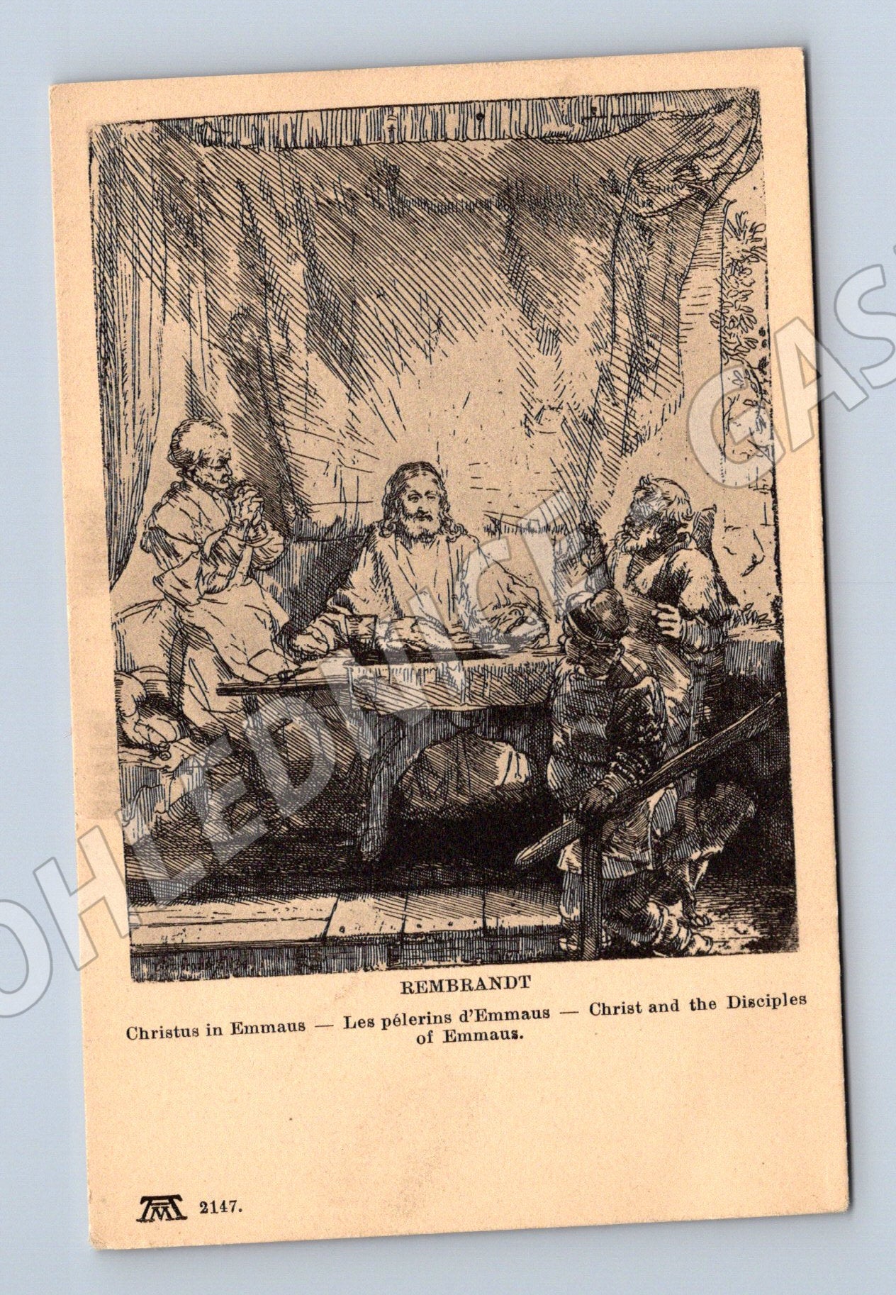 Pohlednice Rembrandt Christus v Emaus (M13990)