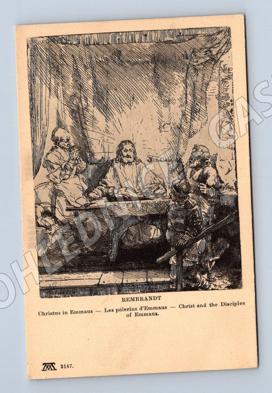 Pohlednice Rembrandt Christus v Emaus (M13990)