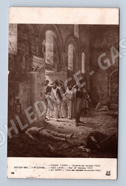 Pohlednice Trop Tard historická malba 1793 (M13999)