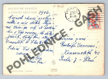 Pohlednice Vánoční 1965 kresba J. Žemlička (M1400)