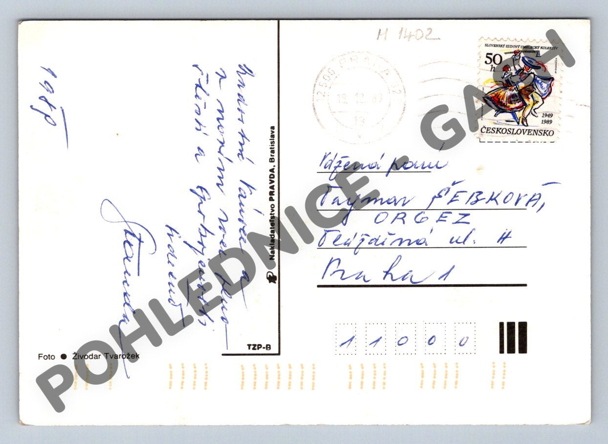 Pohlednice Vánoční svícen aranžmá ČSSR 1989 (M1402)