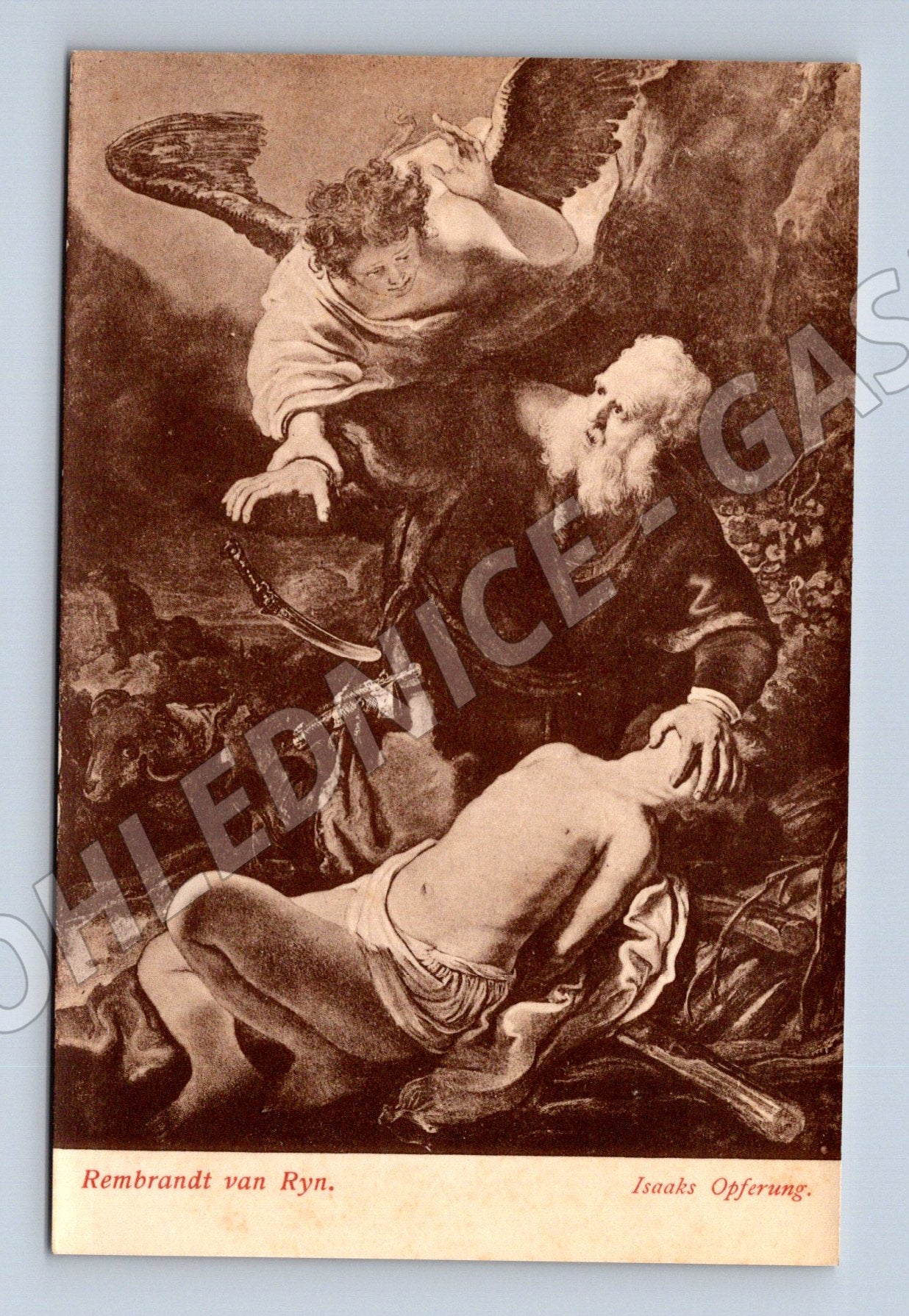 Pohlednice Rembrandt – Izákova oběť, Drážďany (M14024)
